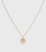 New Look Gold Textured Circle Pendant Necklace